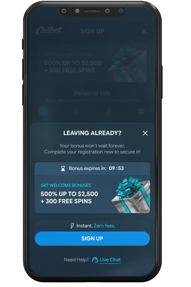 Screenshot of an online casino on a mobile phone